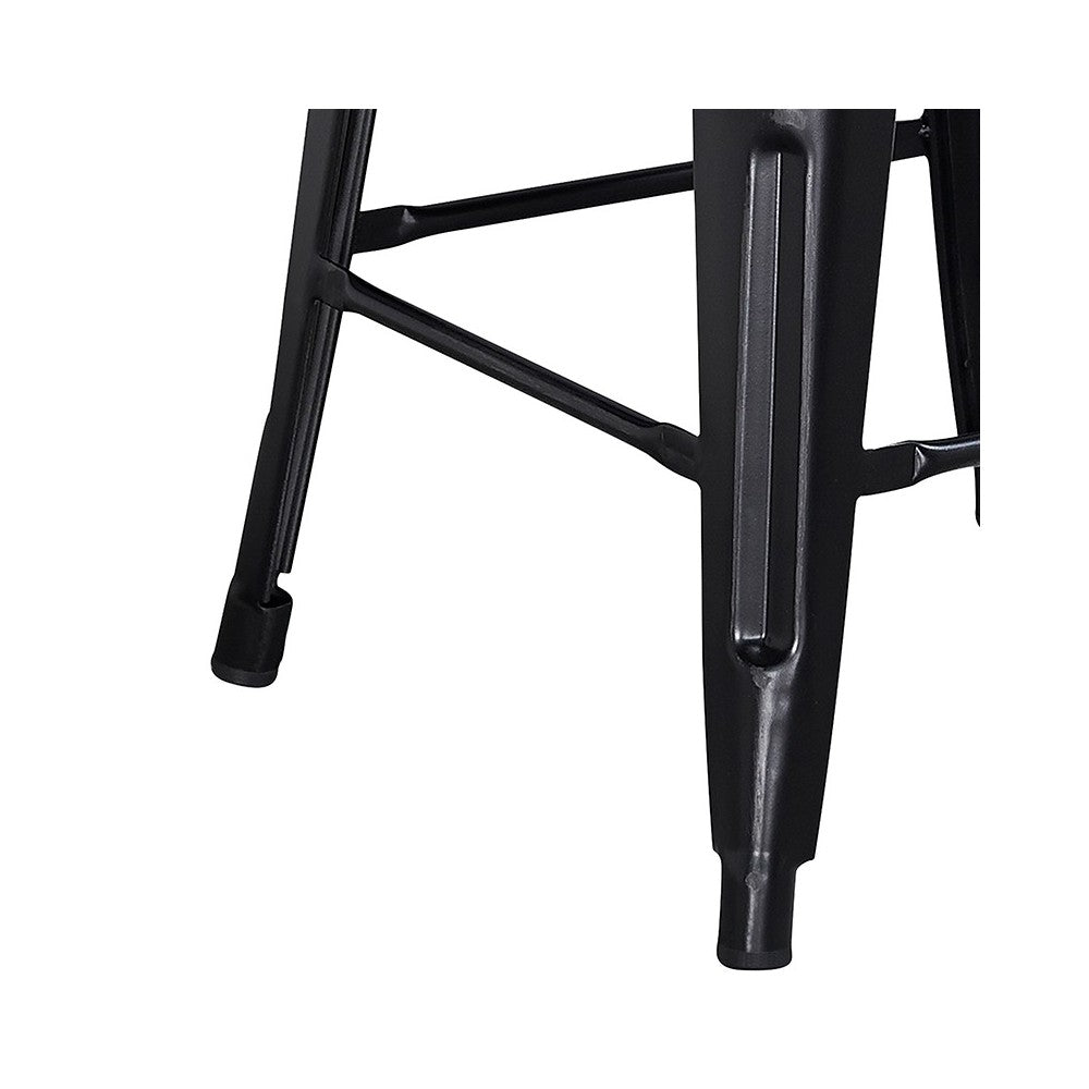 Commercial Grade 24" High Backless Distressed Black Metal Indoor-Outdoor Counter Height Stool