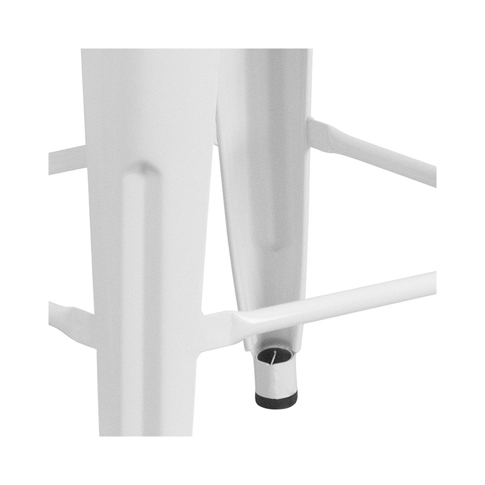 Commercial Grade 24" High Backless White Metal Indoor-Outdoor Counter Height Stool with Square Seat