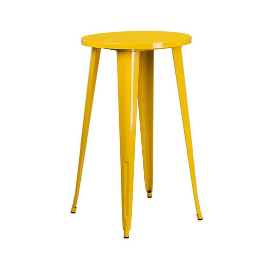 Commercial Grade 24" Round Yellow Metal Indoor-Outdoor Bar Height Table