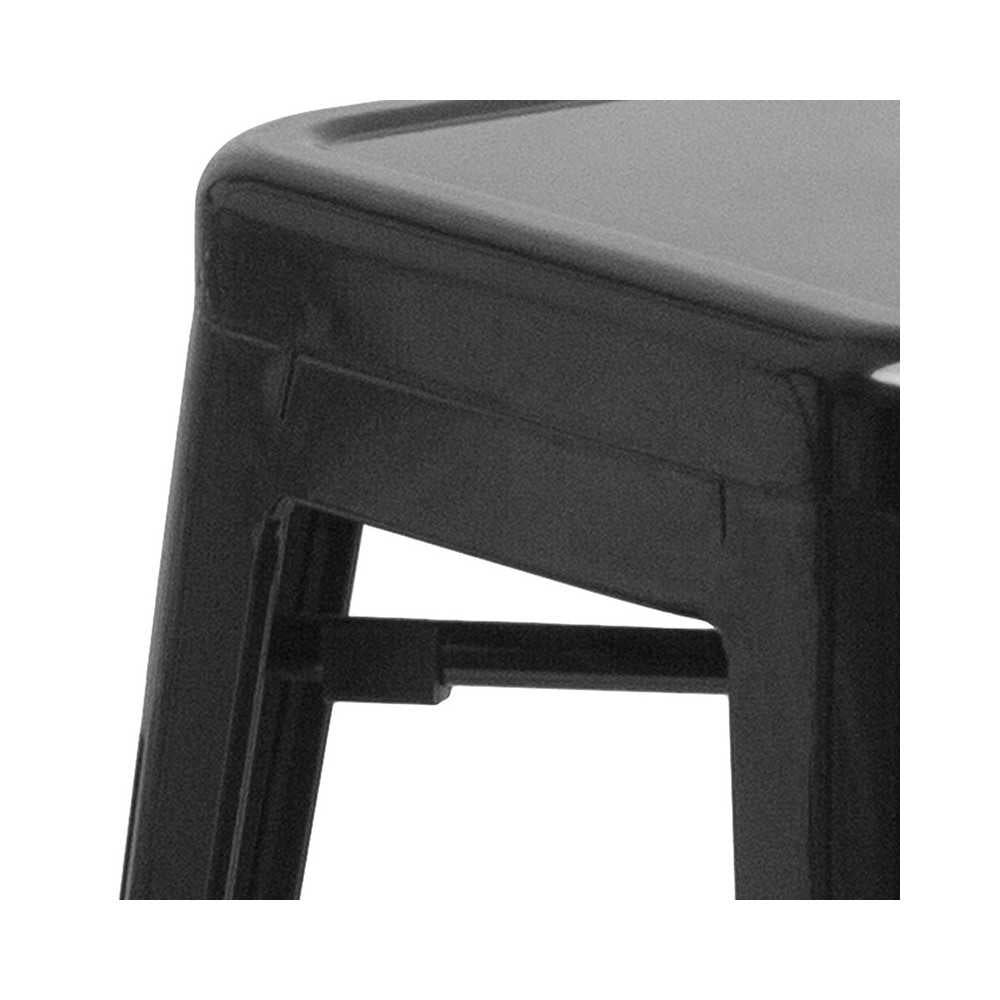 Commercial Grade 30" High Backless Black Metal Indoor-Outdoor Barstool with Square Seat