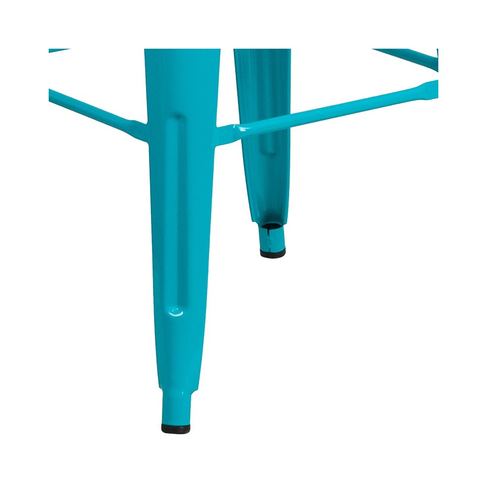 Commercial Grade 30" High Backless Crystal Teal-Blue Indoor-Outdoor Barstool