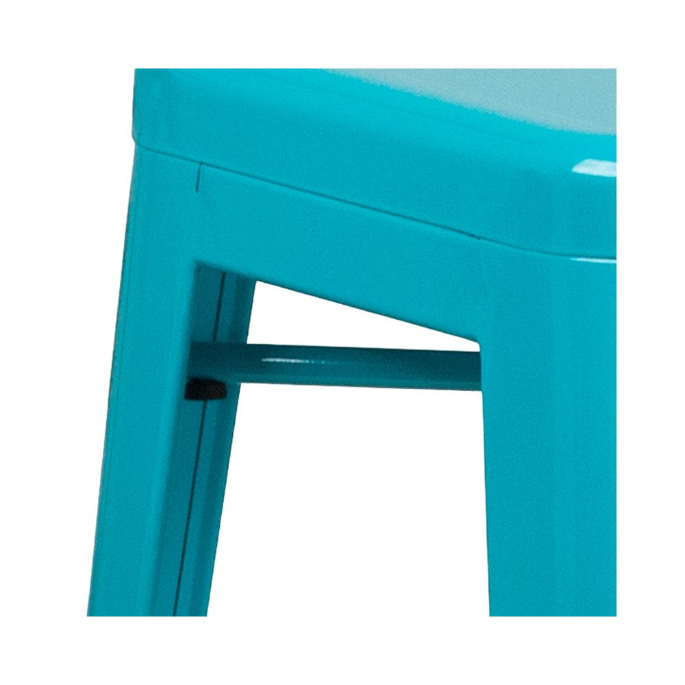 Commercial Grade 30" High Backless Crystal Teal-Blue Indoor-Outdoor Barstool