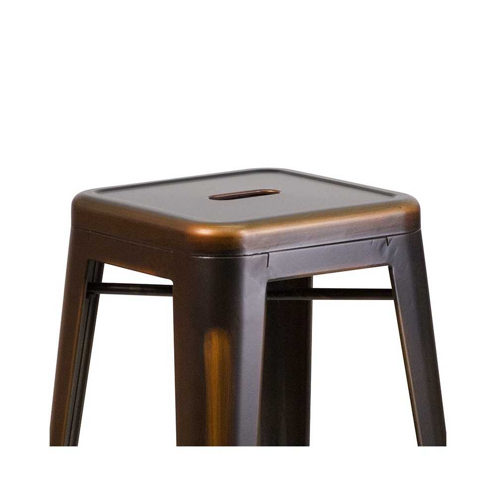 Commercial Grade 30" High Backless Distressed Copper Metal Indoor-Outdoor Barstool