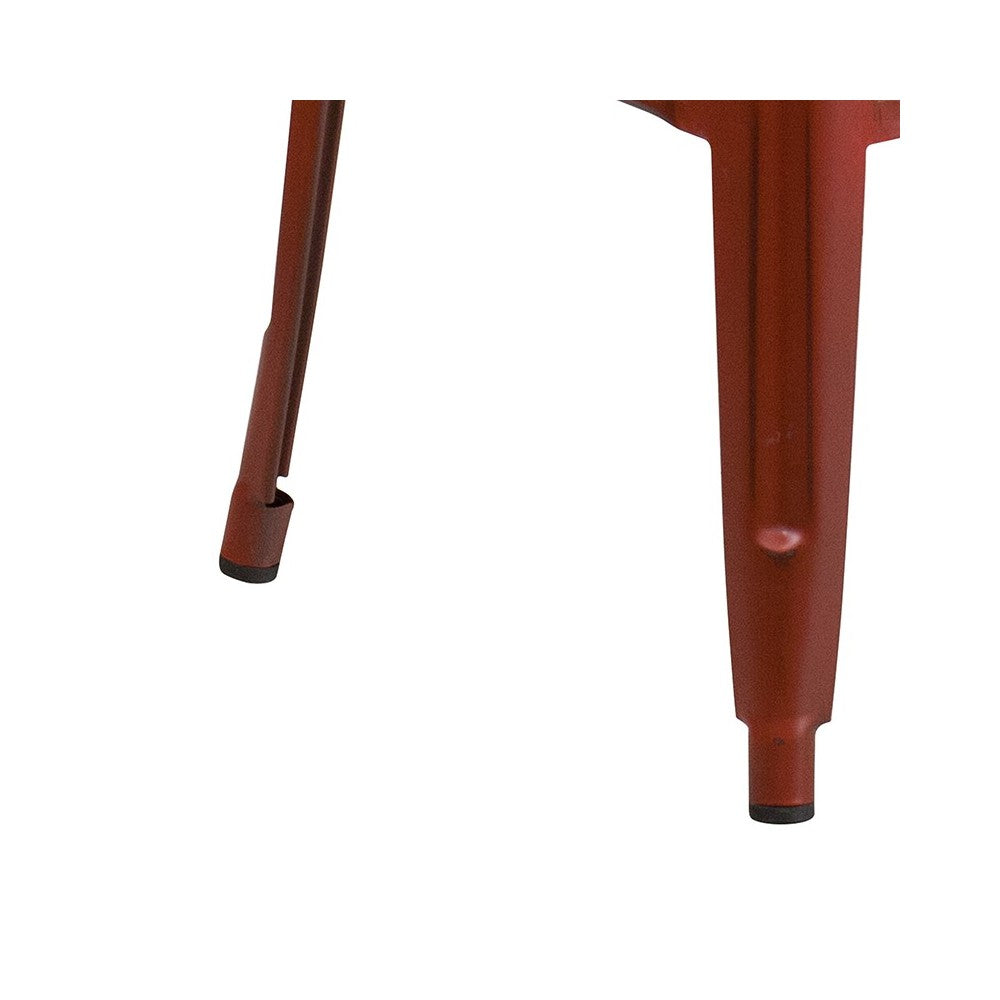 Commercial Grade 30" High Backless Distressed Kelly Red Metal Indoor-Outdoor Barstool