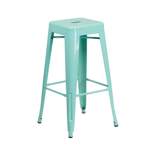 Commercial Grade 30" High Backless Mint Green Indoor-Outdoor Barstool