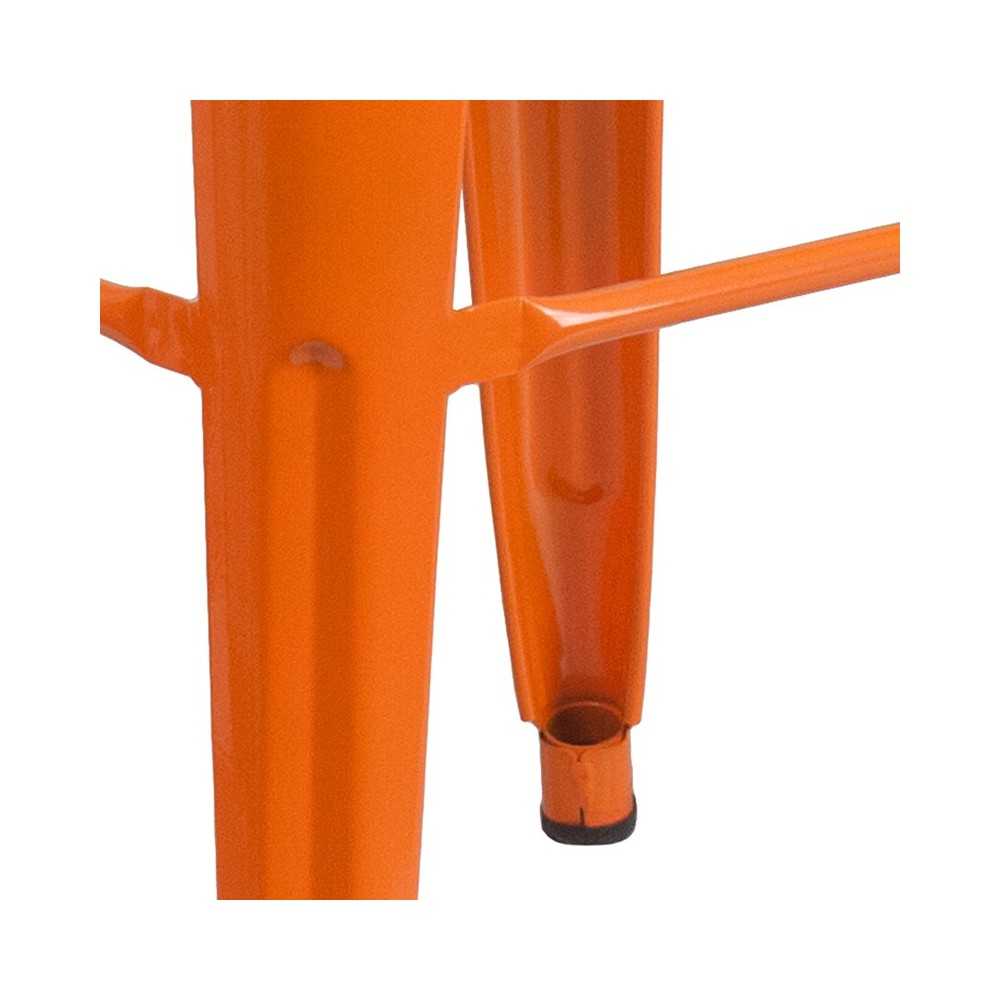 Commercial Grade 30" High Backless Orange Metal Indoor-Outdoor Barstool with Square Seat