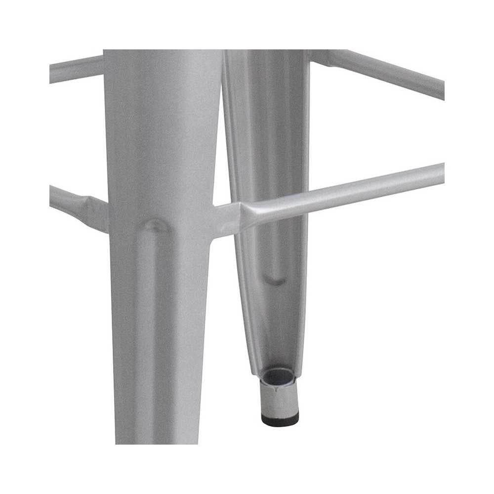 Commercial Grade 30" High Backless Silver Metal Indoor-Outdoor Barstool with Square Seat