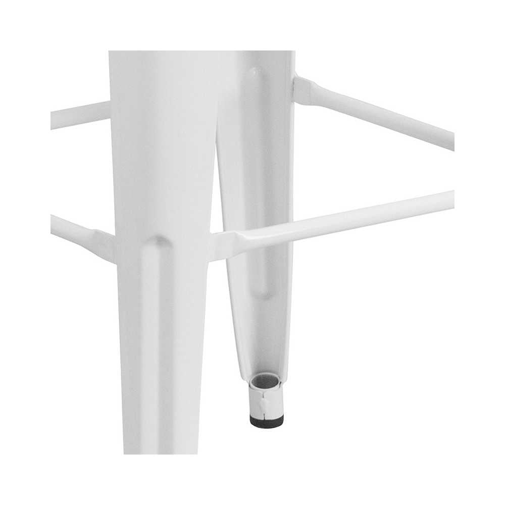 Commercial Grade 30" High Backless White Metal Indoor-Outdoor Barstool with Square Seat