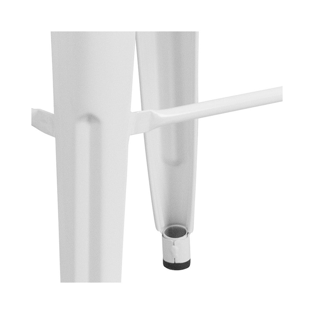Commercial Grade 30" High Backless White Metal Indoor-Outdoor Barstool with Square Seat
