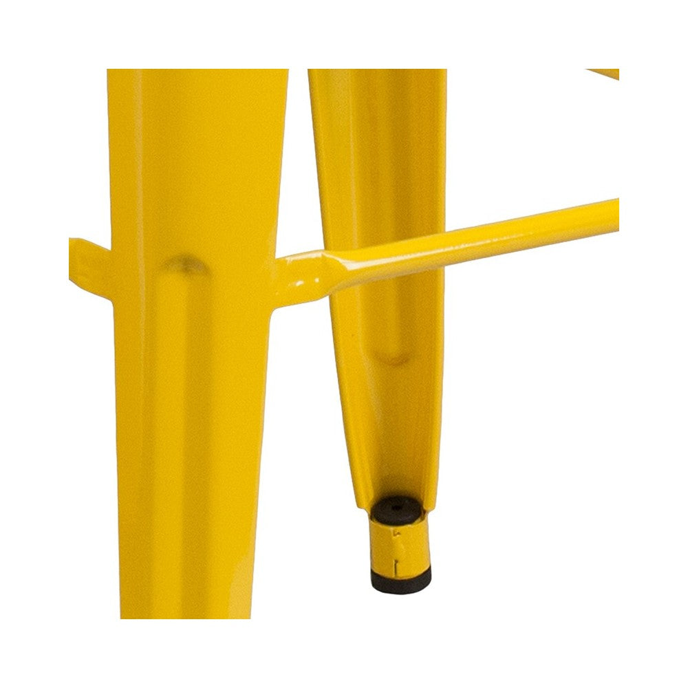 Commercial Grade 30" High Backless Yellow Metal Indoor-Outdoor Barstool with Square Seat