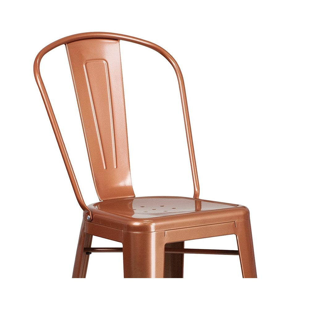 Commercial Grade 30" High Copper Metal Indoor-Outdoor Barstool with Back
