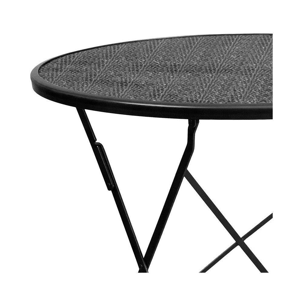 Commercial Grade 30" Round Black Indoor-Outdoor Steel Folding Patio Table