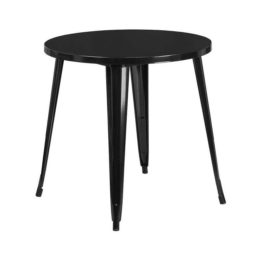 Commercial Grade 30" Round Black Metal Indoor-Outdoor Table Set with 4 Cafe Chairs