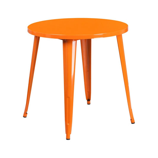 Commercial Grade 30" Round Orange Metal Indoor-Outdoor Table