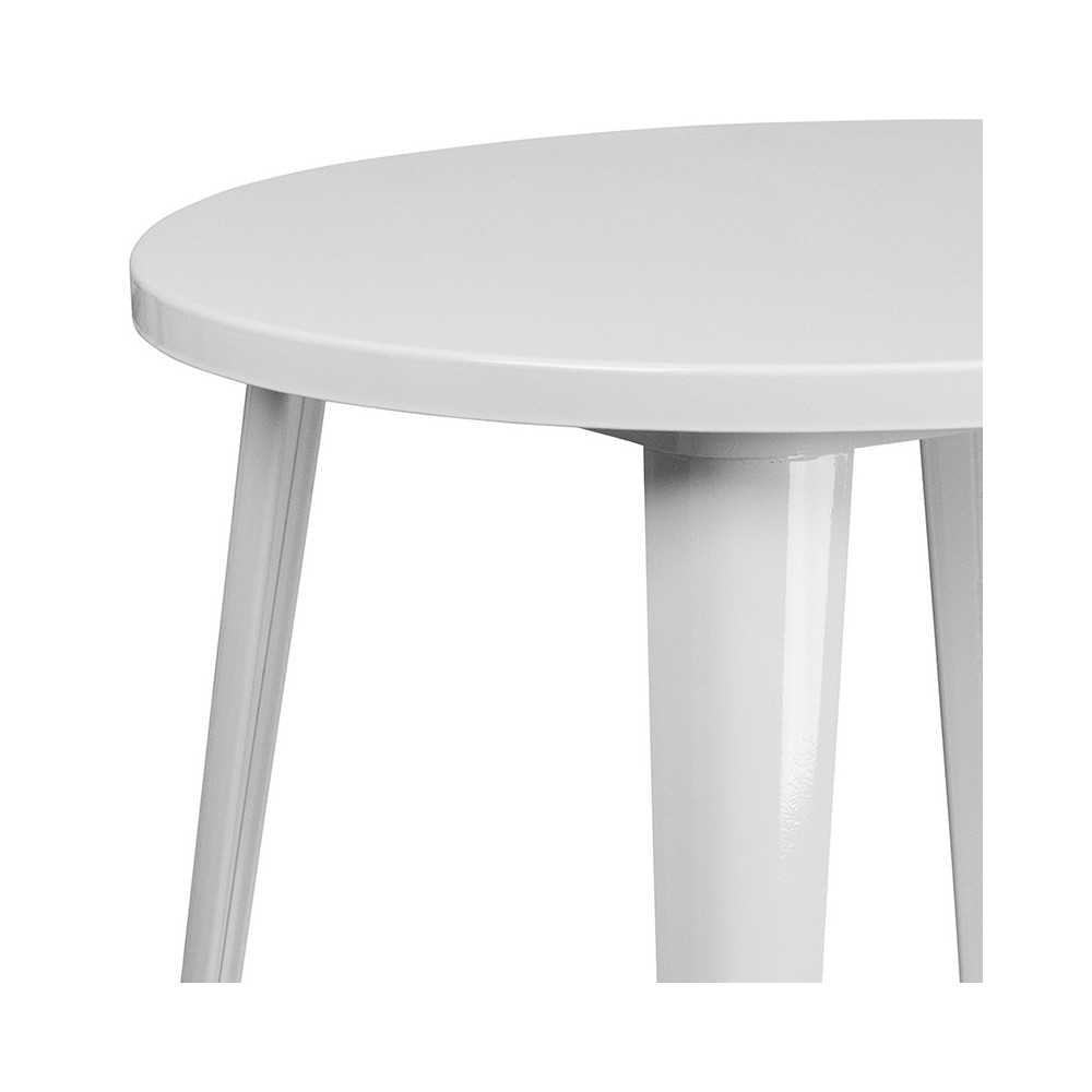 Commercial Grade 30" Round White Metal Indoor-Outdoor Table