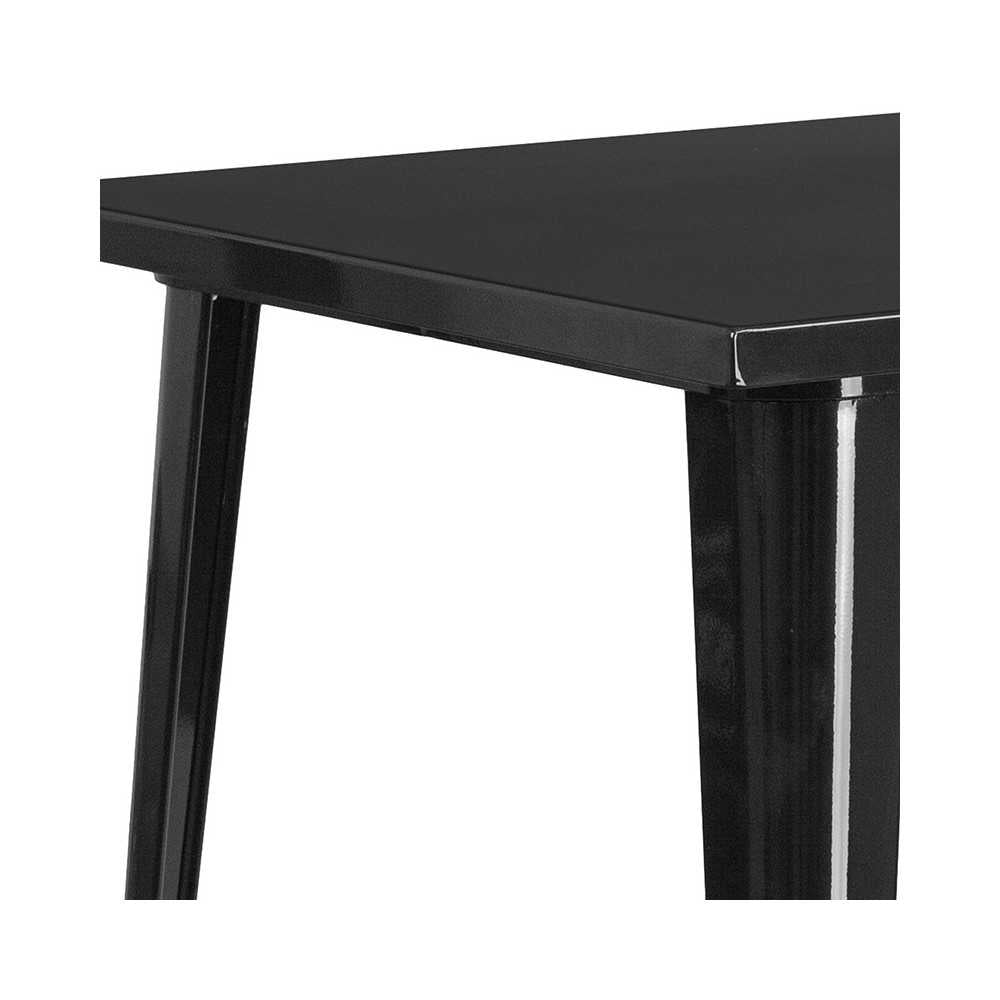 Commercial Grade 31.5" Square Black Metal Indoor-Outdoor Bar Height Table