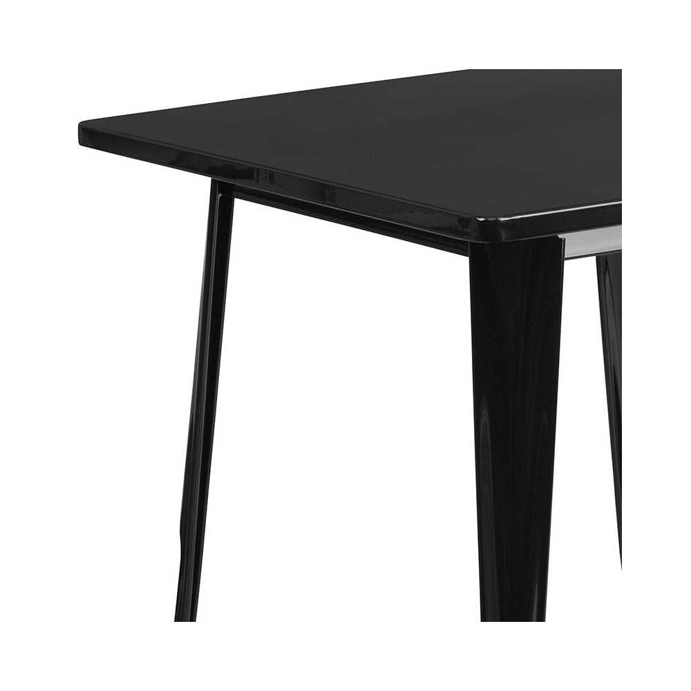 Commercial Grade 31.5" Square Black Metal Indoor-Outdoor Table