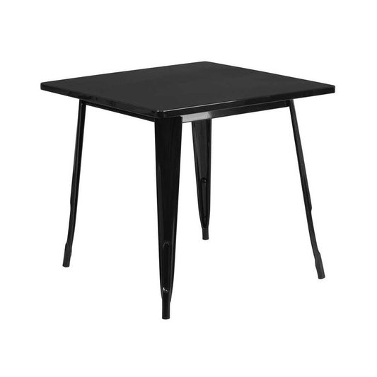 Commercial Grade 31.5" Square Black Metal Indoor-Outdoor Table