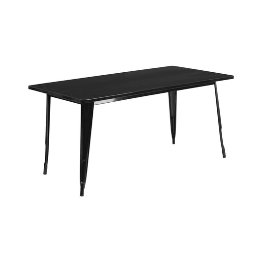 Commercial Grade 31.5" x 63" Rectangular Black Metal Indoor-Outdoor Table