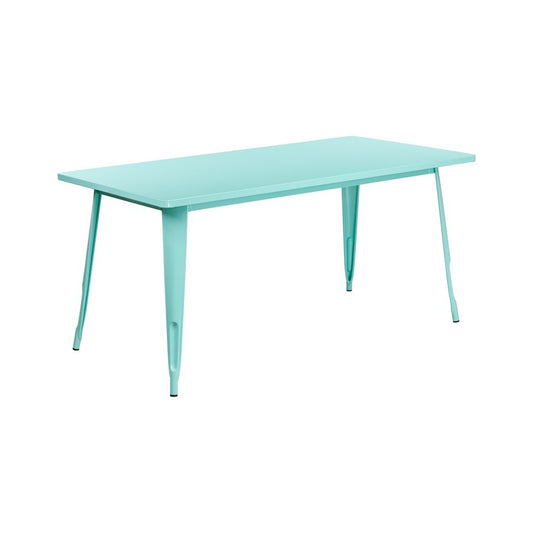 Commercial Grade 31.5" x 63" Rectangular Mint Green Metal Indoor-Outdoor Table