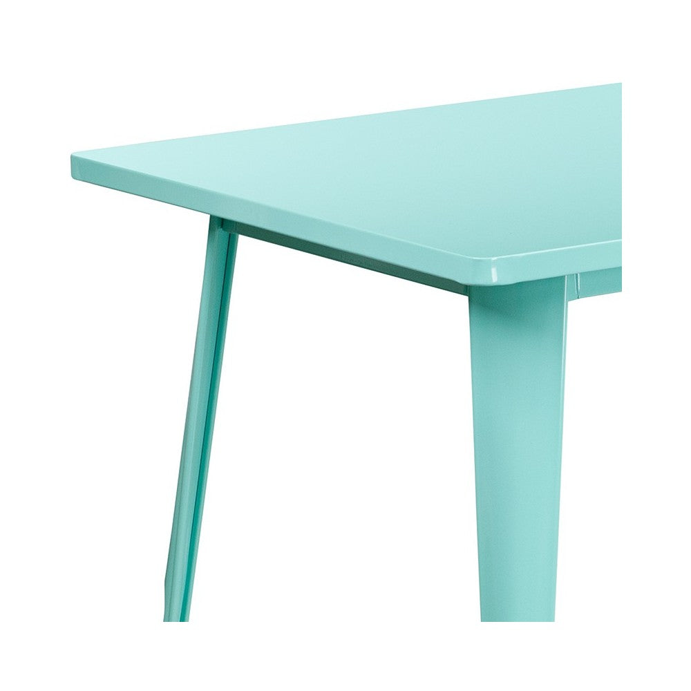 Commercial Grade 31.5" x 63" Rectangular Mint Green Metal Indoor-Outdoor Table