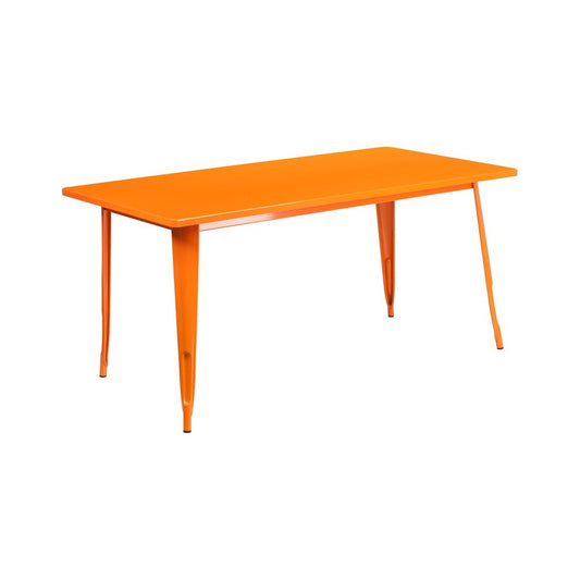 Commercial Grade 31.5" x 63" Rectangular Orange Metal Indoor-Outdoor Table