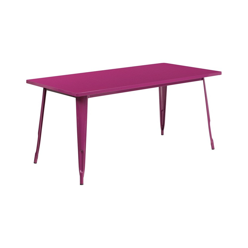 Commercial Grade 31.5" x 63" Rectangular Purple Metal Indoor-Outdoor Table