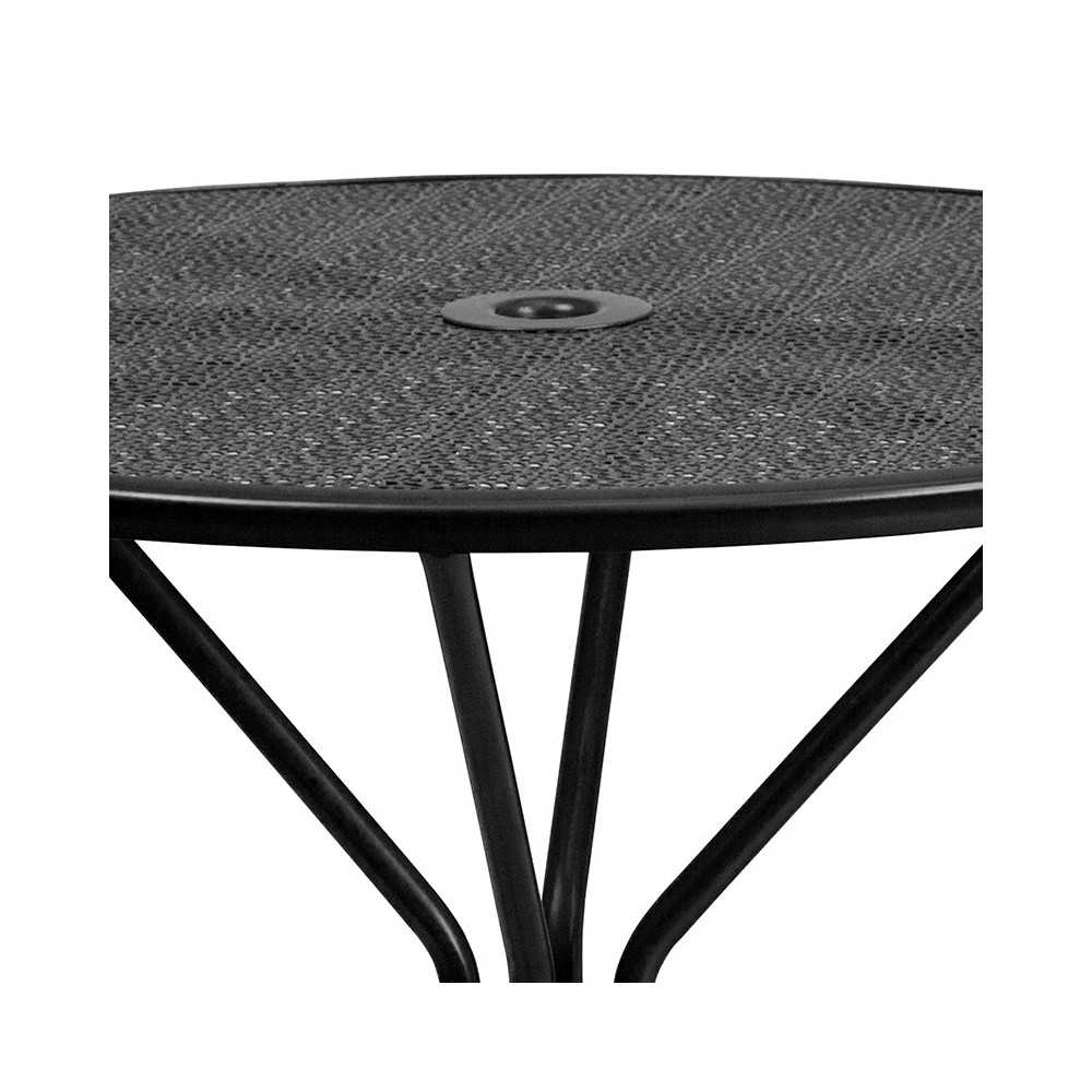 Commercial Grade 35.25" Round Black Indoor-Outdoor Steel Patio Table