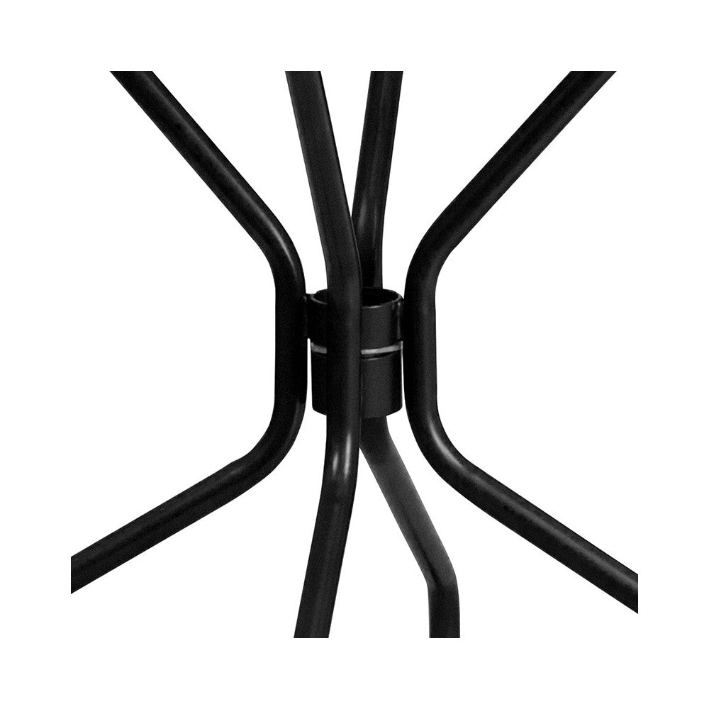 Commercial Grade 35.25" Round Black Indoor-Outdoor Steel Patio Table