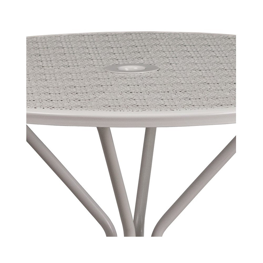 Commercial Grade 35.25" Round Light Gray Indoor-Outdoor Steel Patio Table
