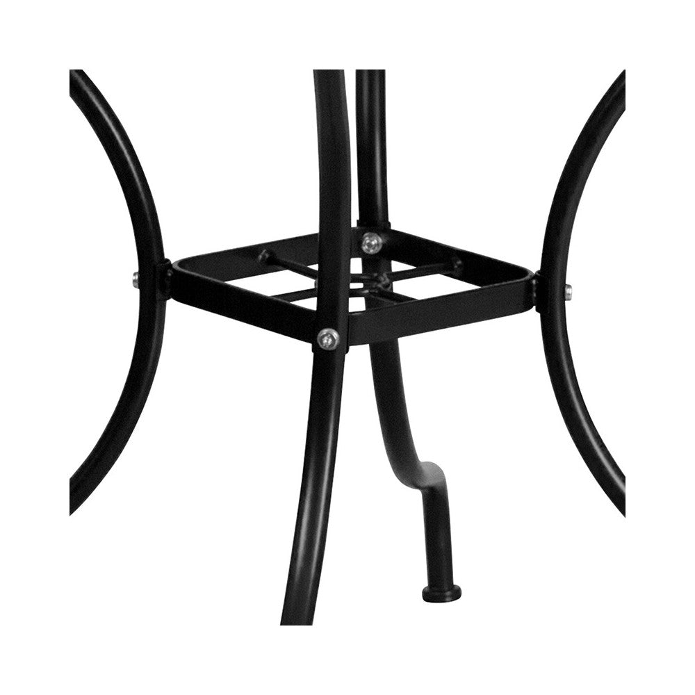 Commercial Grade 35.5" Square Black Indoor-Outdoor Steel Patio Table Set with 4 Round Back Chairs