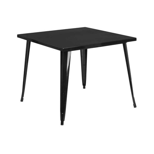 Commercial Grade 35.5" Square Black Metal Indoor-Outdoor Table