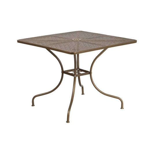 Commercial Grade 35.5" Square Gold Indoor-Outdoor Steel Patio Table