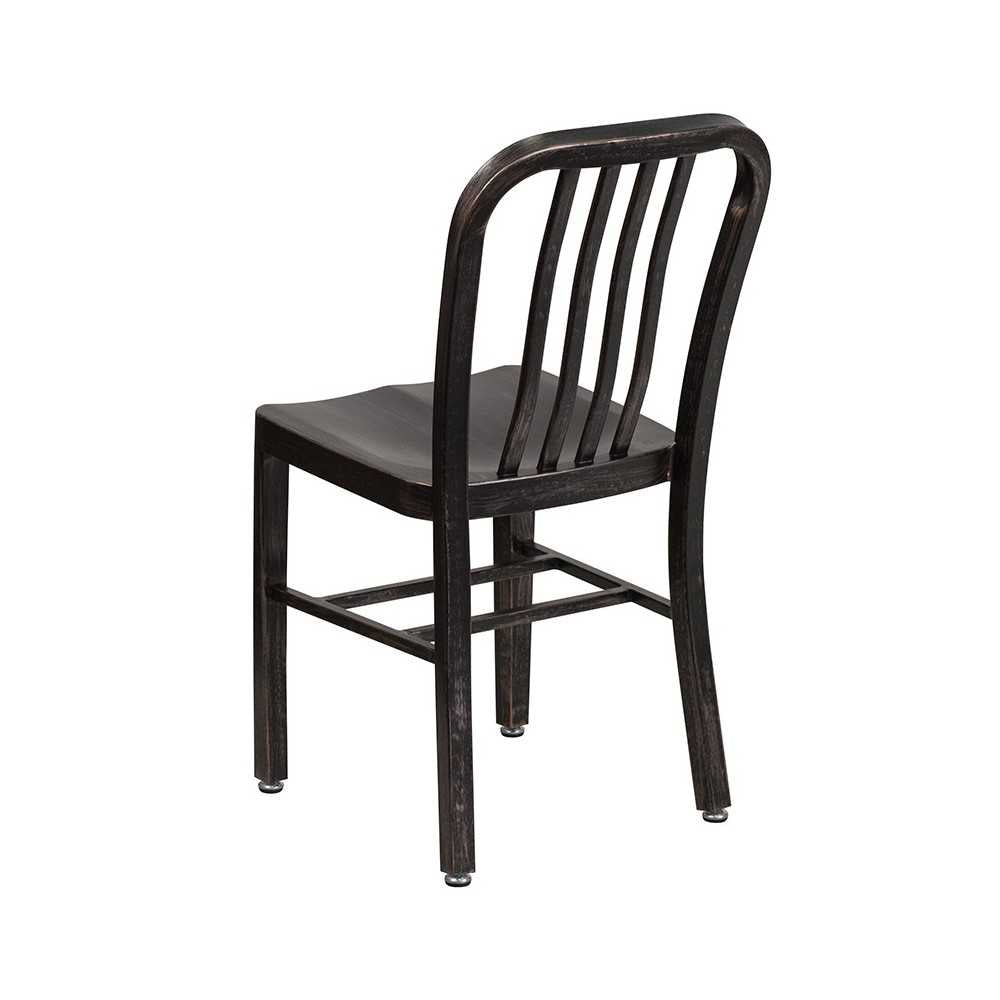 Commercial Grade Black-Antique Gold Metal Indoor-Outdoor Chair