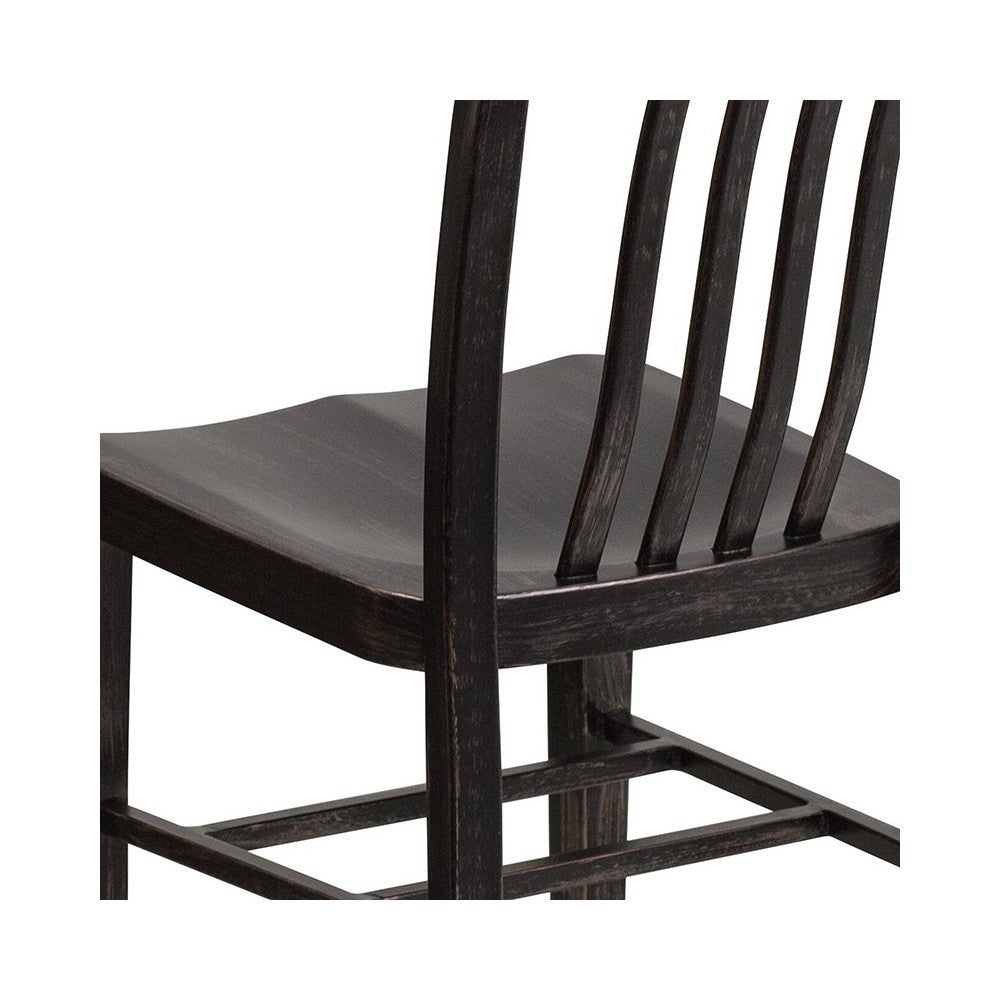 Commercial Grade Black-Antique Gold Metal Indoor-Outdoor Chair