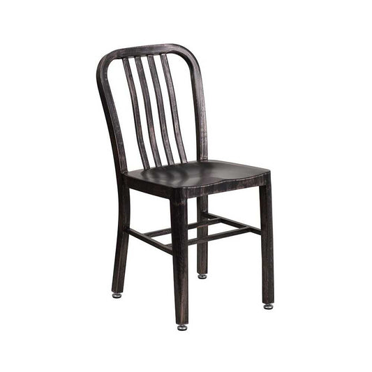 Commercial Grade Black-Antique Gold Metal Indoor-Outdoor Chair