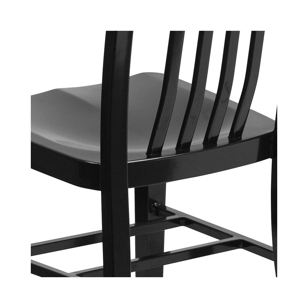 Commercial Grade Black Metal Indoor-Outdoor Chair