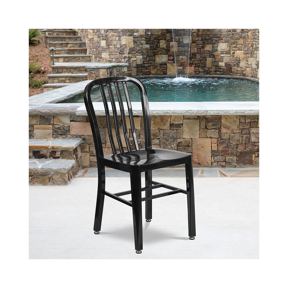 Commercial Grade Black Metal Indoor-Outdoor Chair