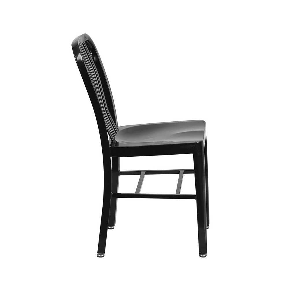 Commercial Grade Black Metal Indoor-Outdoor Chair