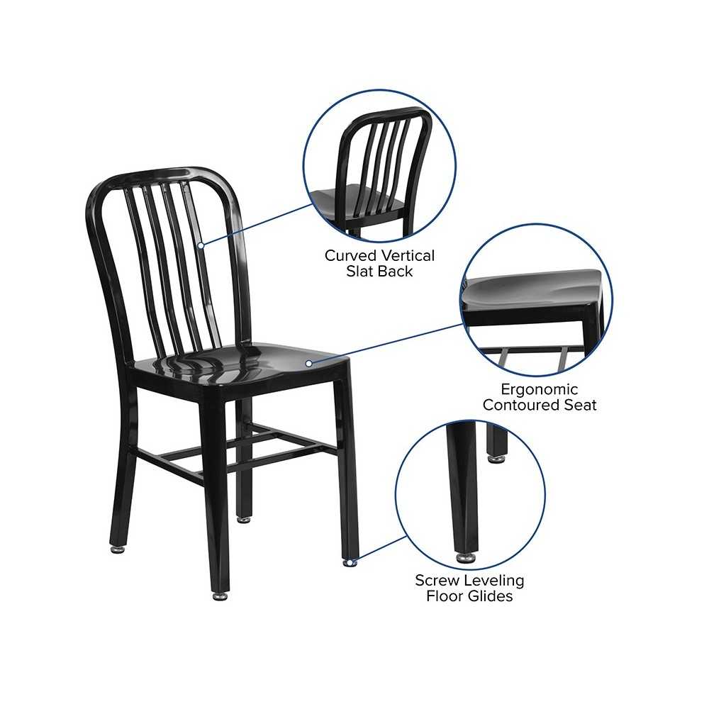 Commercial Grade Black Metal Indoor-Outdoor Chair