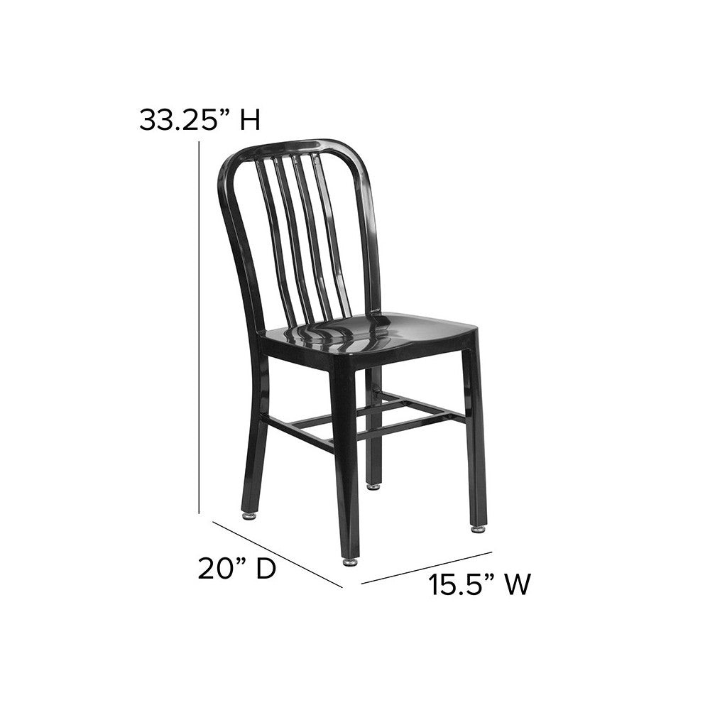 Commercial Grade Black Metal Indoor-Outdoor Chair