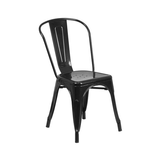 Commercial Grade Black Metal Indoor-Outdoor Stackable Chair