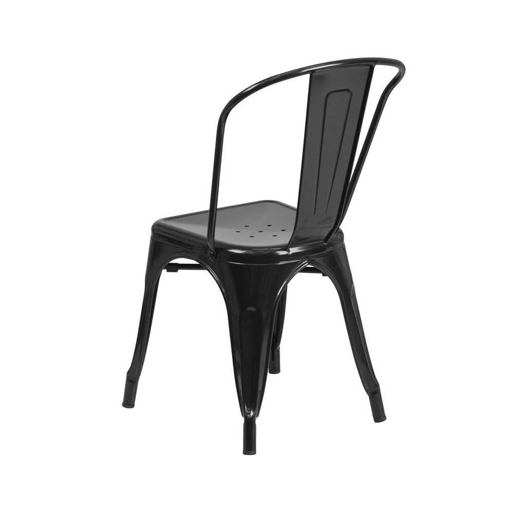 Commercial Grade Black Metal Indoor-Outdoor Stackable Chair