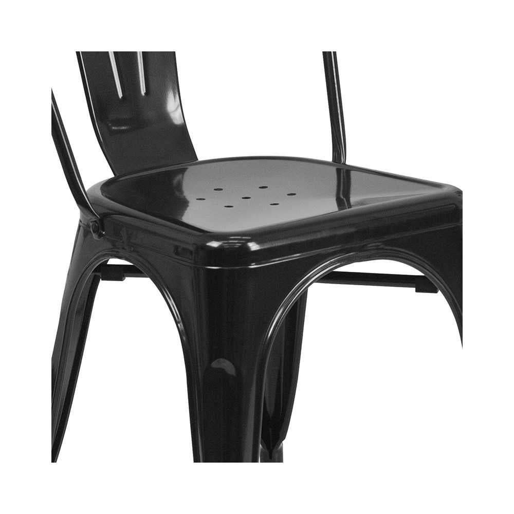 Commercial Grade Black Metal Indoor-Outdoor Stackable Chair