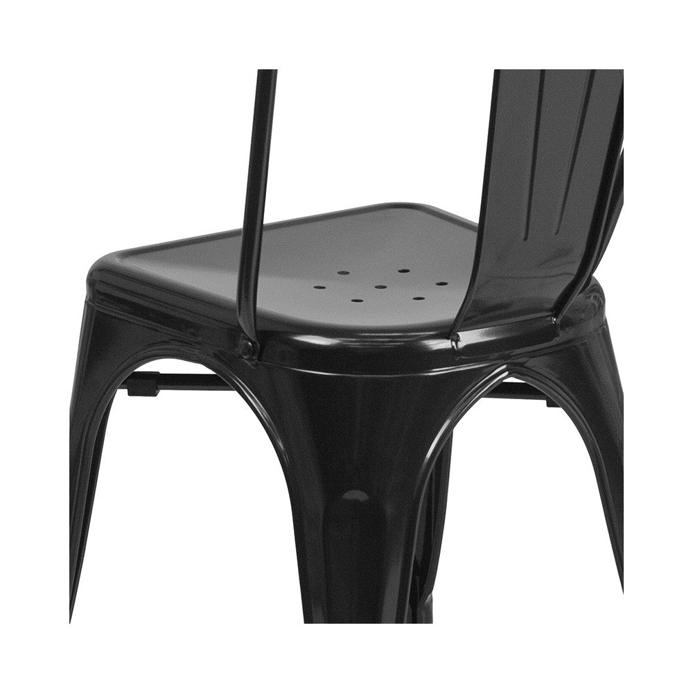 Commercial Grade Black Metal Indoor-Outdoor Stackable Chair