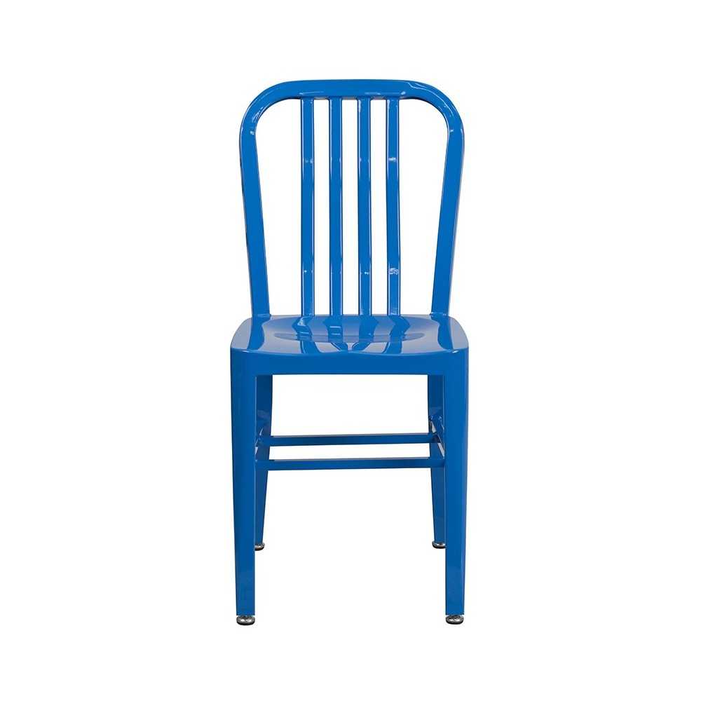 Commercial Grade Blue Metal Indoor-Outdoor Chair