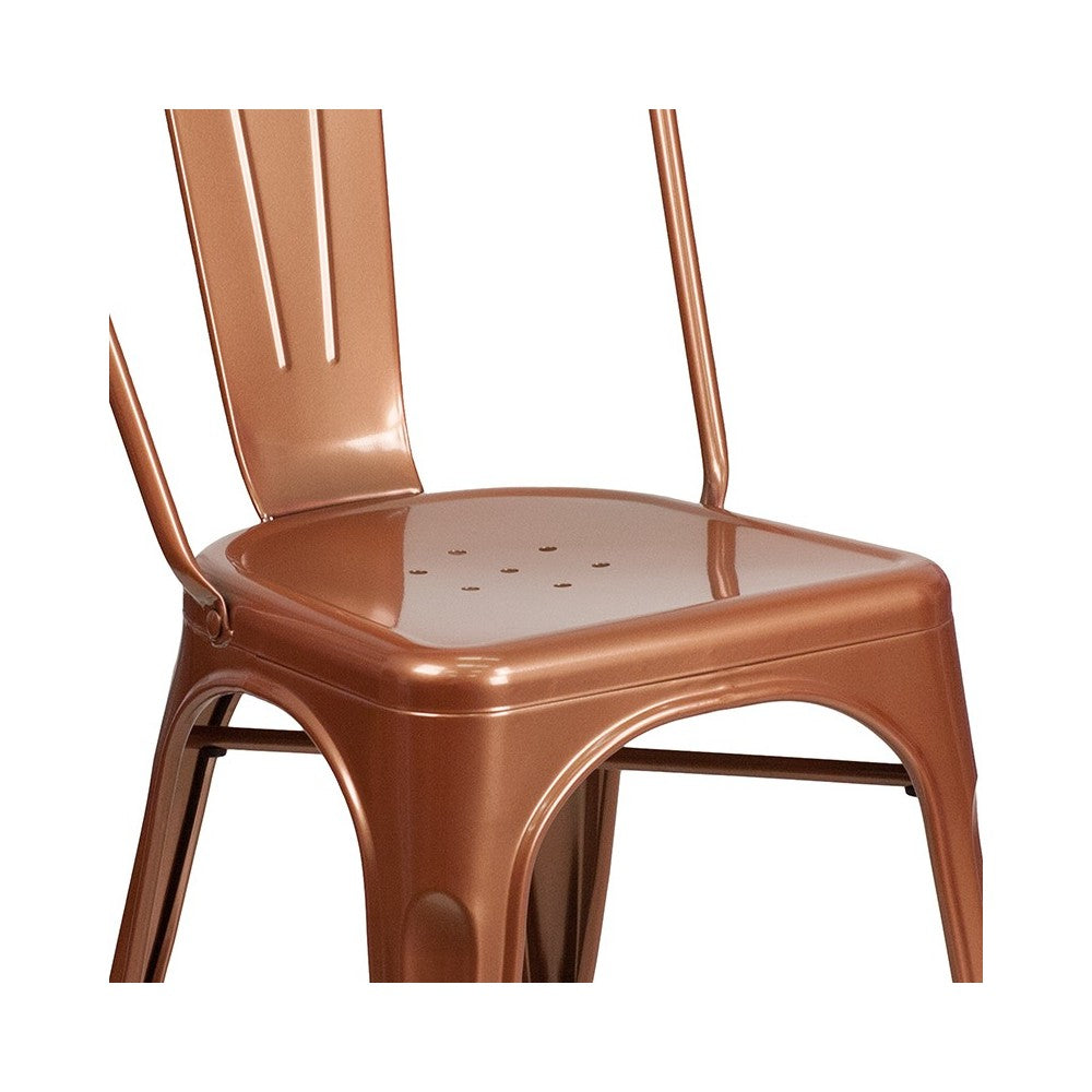 Commercial Grade Copper Metal Indoor-Outdoor Stackable Chair