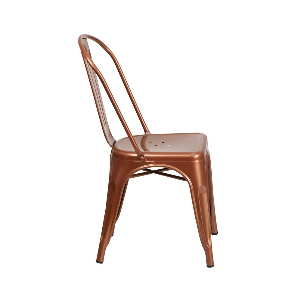 Commercial Grade Copper Metal Indoor-Outdoor Stackable Chair
