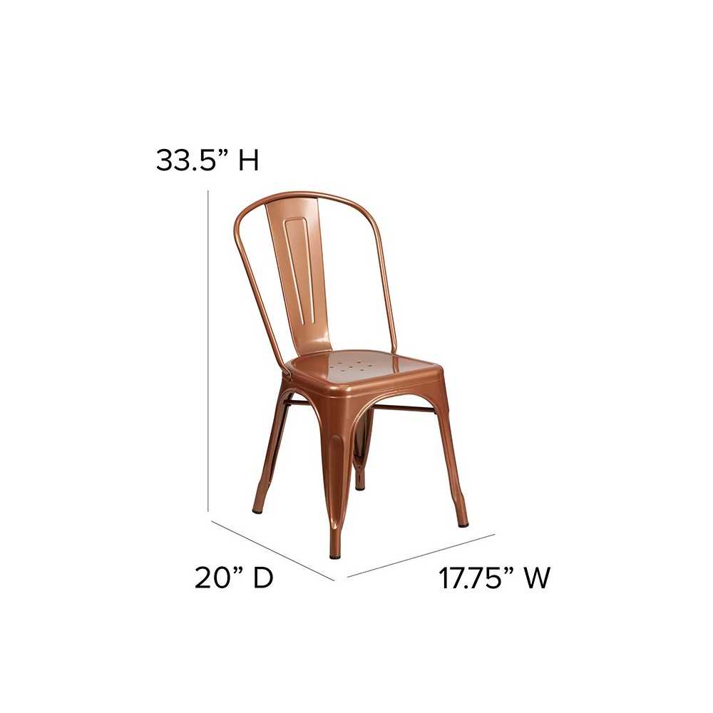 Commercial Grade Copper Metal Indoor-Outdoor Stackable Chair