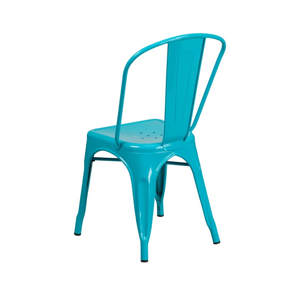 Commercial Grade Crystal Teal-Blue Metal Indoor-Outdoor Stackable Chair